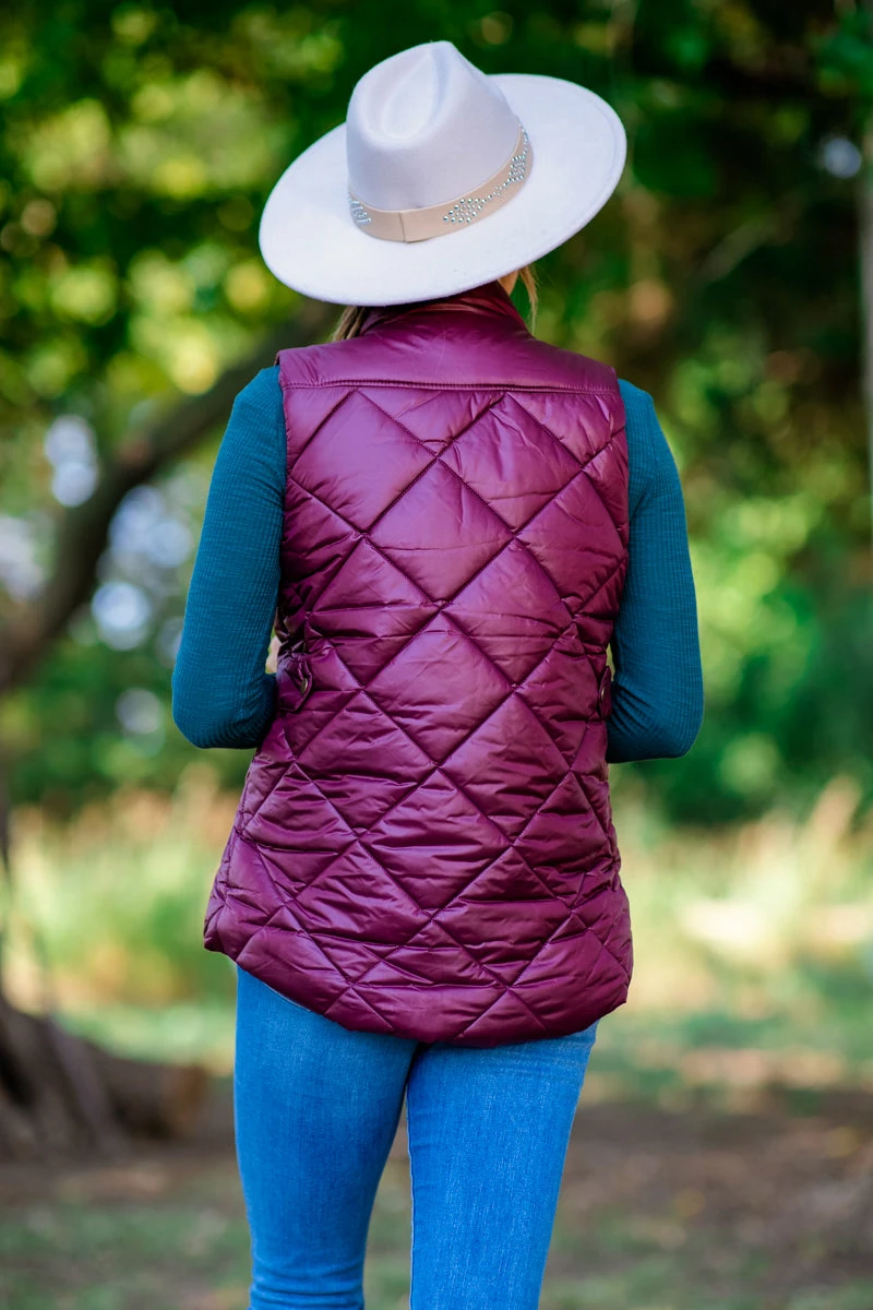 Burgundy Quilted Puffer Vest 6 Burgundy Quilted Puffer Vest - Image 4