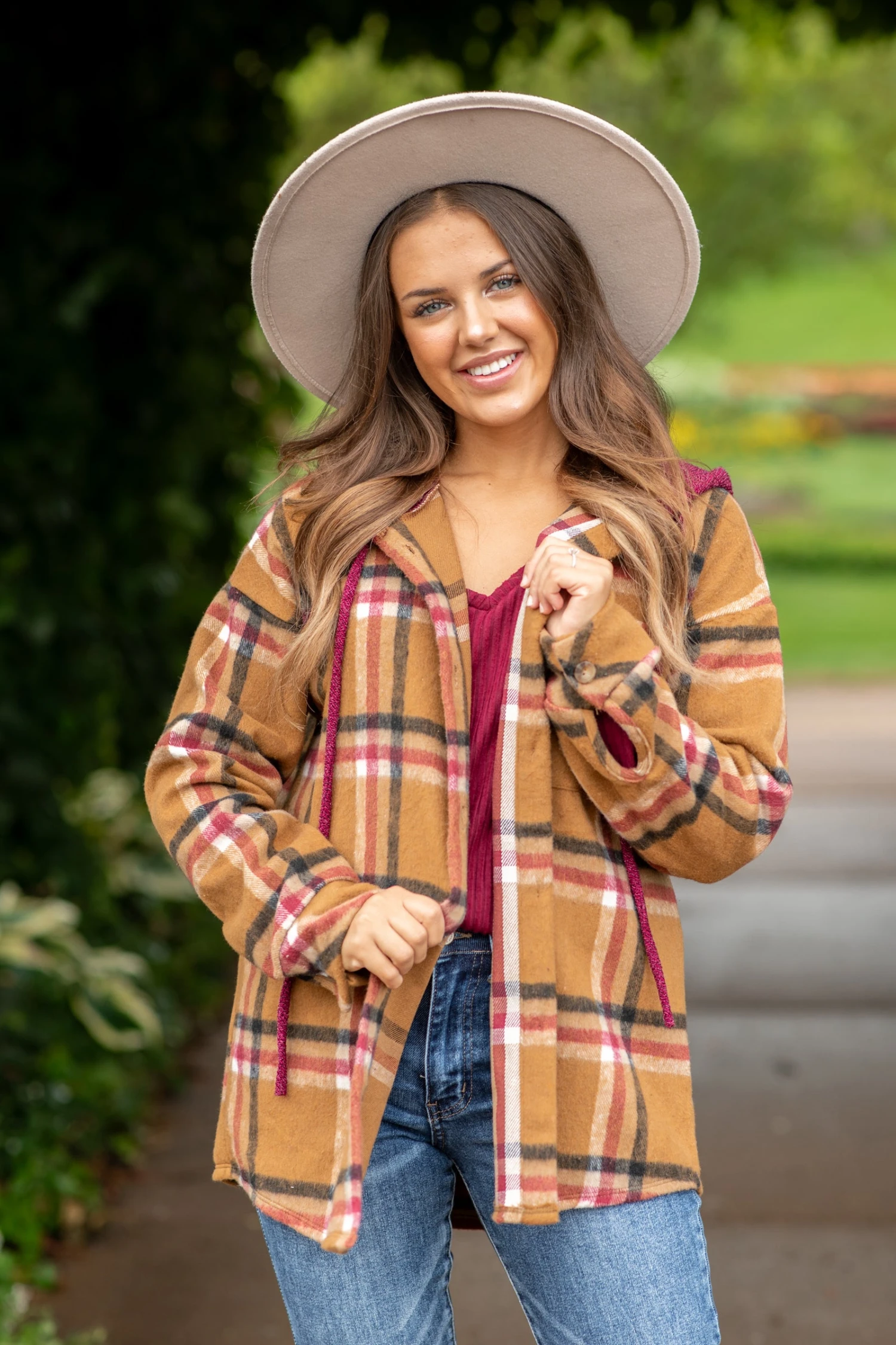 Cinnamon And Berry Hooded Plaid Shacket 3 Cinnamon And Berry Hooded Plaid Shacket