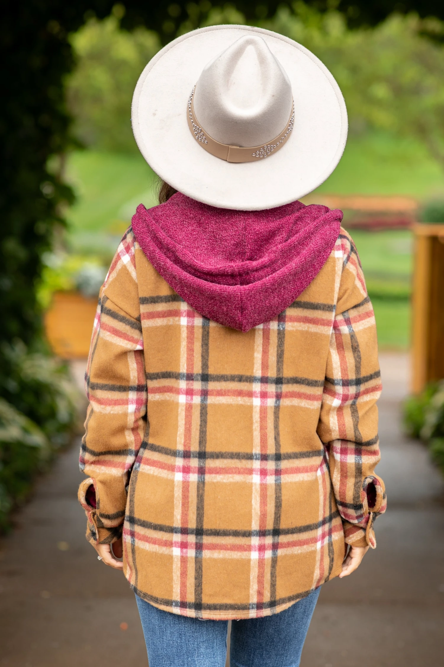 Cinnamon And Berry Hooded Plaid Shacket 6 Cinnamon And Berry Hooded Plaid Shacket - Image 4