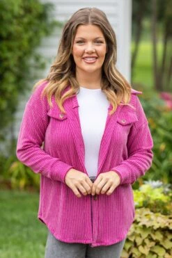 Fuchsia Rib Knit Shacket