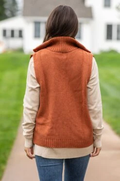 STACCATO Burnt Orange Snap Front Vest With Sweater Back 9 STACCATO Burnt Orange Snap Front Vest With Sweater Back -Staccato Shop 3D4A5323 61a2b3c1 0831 4e79 94cb fca1260fd12b
