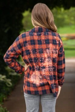 Navy And Orange Washed Plaid Button Up Top -Staccato Shop 3D4A5391 71e7bcee 35fa 48a0 ac9c 6966ffe02179