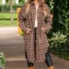 Brown And Cognac Long Plaid Shacket -Staccato Shop 3D4A5747 27e05876 1ce7 4299 ad9c 986d8c9bd801