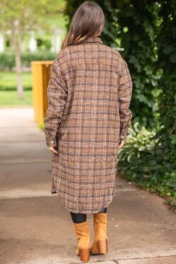 Brown And Cognac Long Plaid Shacket -Staccato Shop 3D4A5751 a0656e45 33fc 46eb a3d4 70ba5dd212db