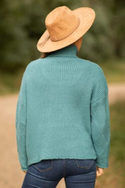 Teal Diamond Texture Turtleneck Sweater -Staccato Shop 3D4A5923 c107c6c3 39aa 44ff 965e b1bea8d7b3d9