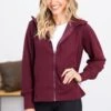 Dark Berry Ponte Super Soft Hooded Jacket -Staccato Shop 3D4A5958 ee29a0f0 88c4 49a9 96ad 6a00e5055c05