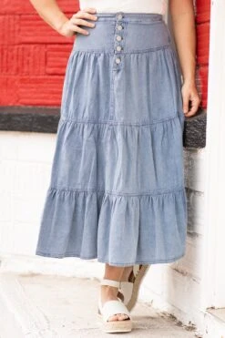 Medium Wash Tiered Denim Midi Skirt 13 Medium Wash Tiered Denim Midi Skirt -Staccato Shop 3D4A5997 4d9049d8 4e75 4bb8 a5f7 1300a1ae741a