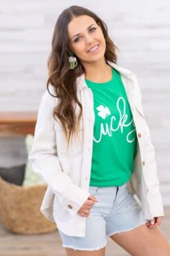 Beige Round Hem Denim Jacket