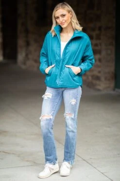 Teal Quilted Funnel Neck Jacket -Staccato Shop 3D4A7202 0a7b94d7 a1c3 43ed 93a9 6bd5532d9cc4