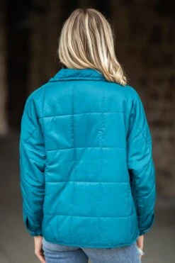 Teal Quilted Funnel Neck Jacket -Staccato Shop 3D4A7209 a044a767 c765 4685 8f9c 6ecf717fa0bf