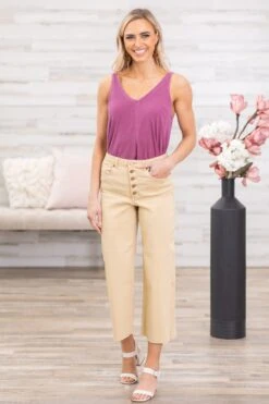 Tan Wide Leg Button Fly Trouser Pants 9 Tan Wide Leg Button Fly Trouser Pants -Staccato Shop 3D4A7430 b97fc8ca 433c 4d9b bf0a 12fea3ff365f