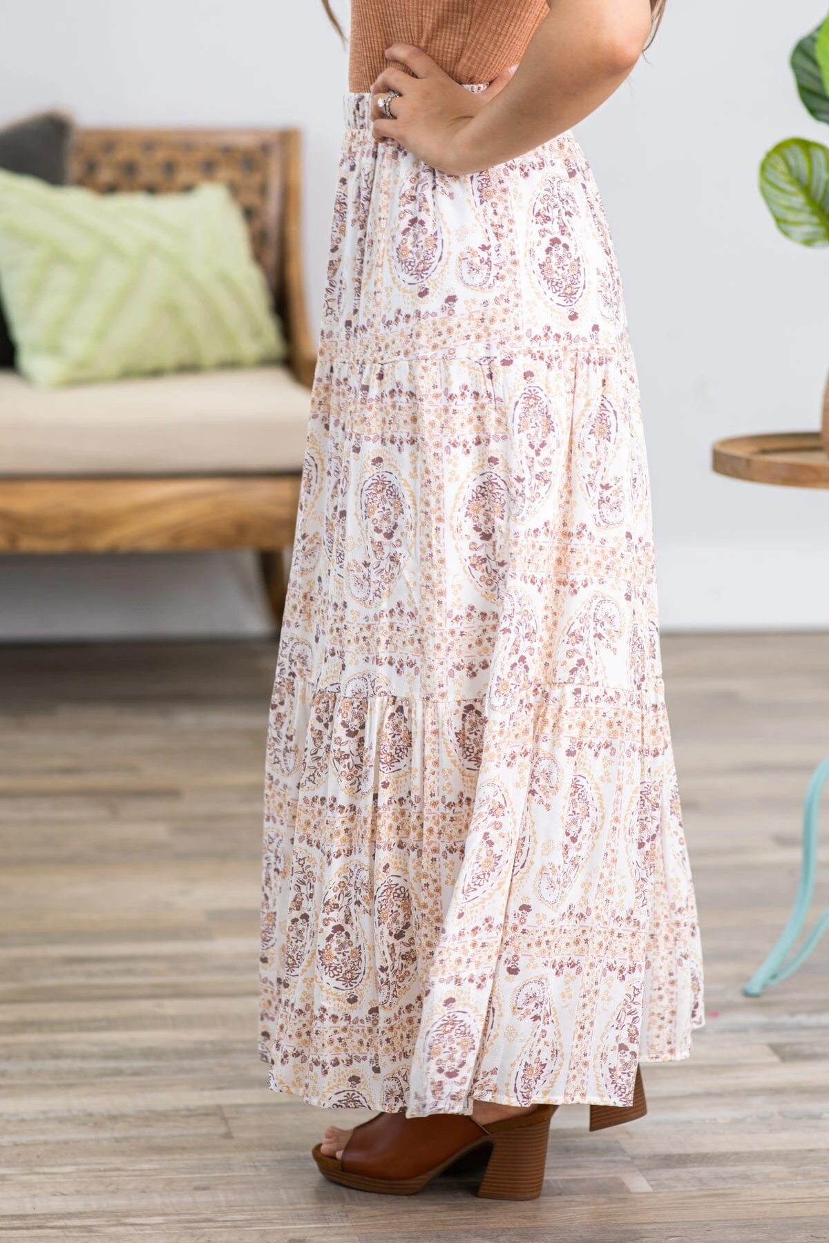 Mocha Paisley Print Maxi Skirt 7 Mocha Paisley Print Maxi Skirt - Image 5