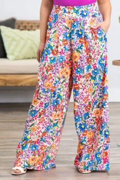Pink Multicolor Floral Wide Leg Pants -Staccato Shop 3D4A7654 06b71a6b 68c5 44ef b3a7 5087eed2cc27