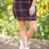 Brown And Navy Plaid Knit Skirt