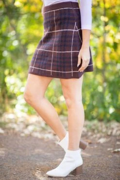 Brown And Navy Plaid Knit Skirt -Staccato Shop 3D4A7987 c3e643b1 09cf 474b 93d6 408258fafdc4
