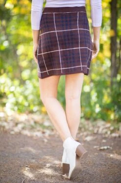 Brown And Navy Plaid Knit Skirt -Staccato Shop 3D4A7988 c54dc210 b2f7 45a2 b65f 2059519acb7c