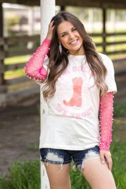 Hot Pink Long Sleeve Top With Pearls -Staccato Shop 3D4A8019 a2a44b62 171b 4a91 8b27 6355a5a4427e