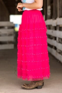 Hot Pink Tulle Midi Skirt With Pearl Detail -Staccato Shop 3D4A8031 d8d1e81e e2a1 4403 a5d1 b5fa60d6f6b6