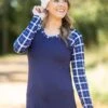 Navy Plaid Sleeve Top 1 Navy Plaid Sleeve Top -Staccato Shop 3D4A8144 af525f53 136b 46e7 960a 5e58117d8620
