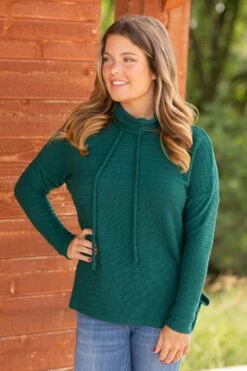 STACCATO Emerald Textured Cowl Neck Top With Side Slit