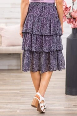 Purple And Blue Floral Tiered Midi Skirt -Staccato Shop 3D4A8623 e4615486 10c6 44cc 911a d6dbef71f08b