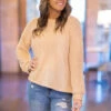 Beige Textured Long Sleeve Top