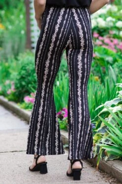 Black And Tan Floral Print Flare Pants -Staccato Shop 3D4A8701 a12a2433 ea0c 467b 81c3 7fe8b8888a2c