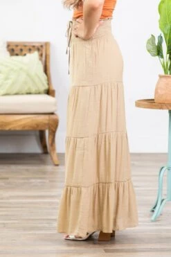 Tan Smocked Waist Tiered Maxi Skirt -Staccato Shop 3D4A8773 06e0e376 f3da 405b bfa5 190a8100c423