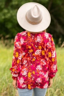 STACCATO Burgundy And Orange Floral Smocked Cuff Top 9 STACCATO Burgundy And Orange Floral Smocked Cuff Top -Staccato Shop 3D4A8842 99d9561d 78ef 4d89 8e98 9ca496cd0d53