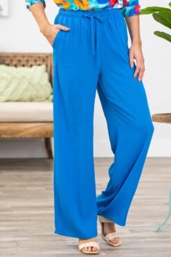 STACCATO Royal Blue Elastic Waist Wide Leg Pants -Staccato Shop 3D4A8960 b430f07f 5378 4b12 8d73 4bd986884da2