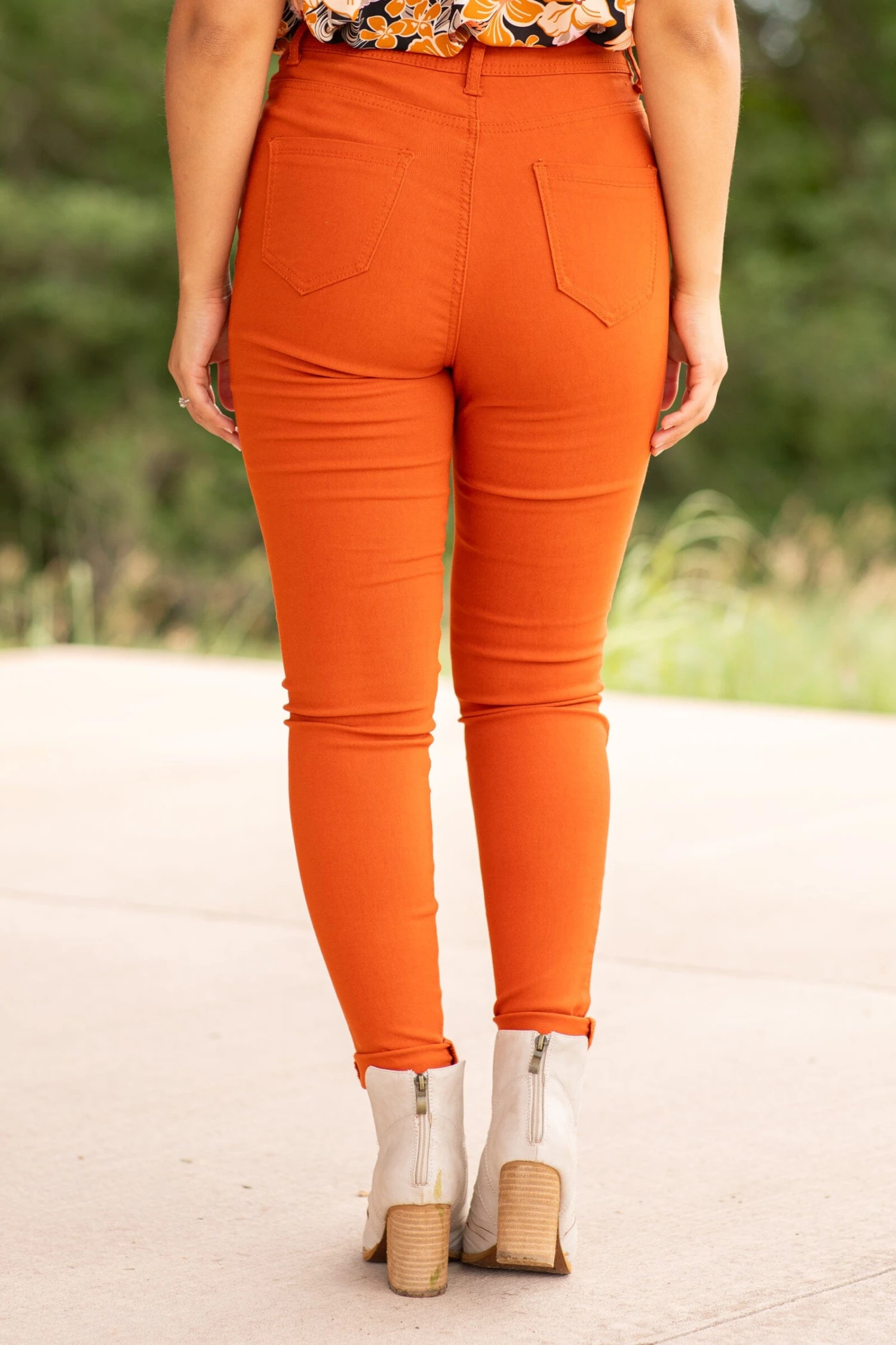 Burnt Orange Skinny Fit High Rise Pants 6 Burnt Orange Skinny Fit High Rise Pants - Image 4