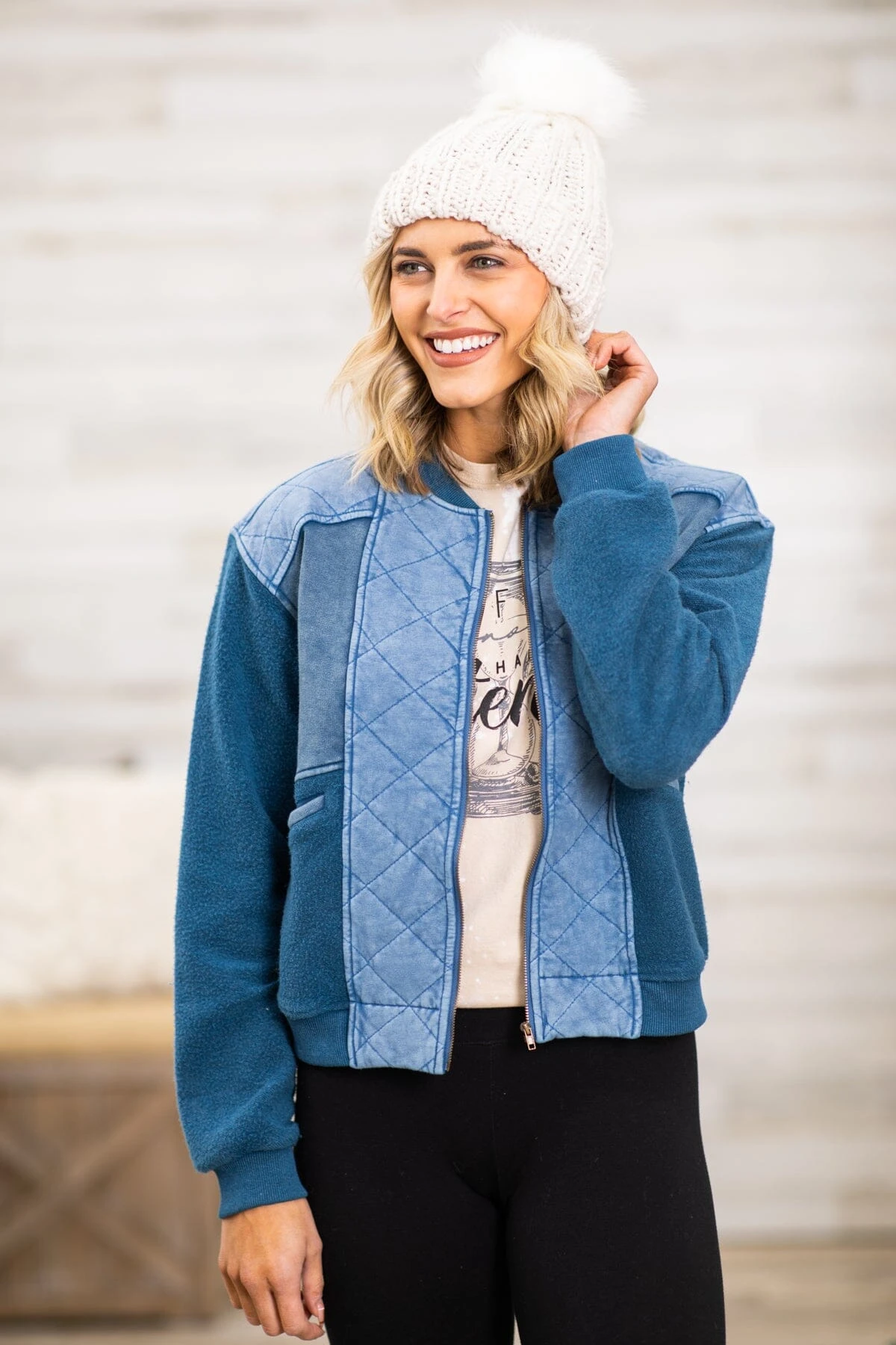 Navy Two Tone Wash Quilted Jacket 5 Navy Two Tone Wash Quilted Jacket - Image 3