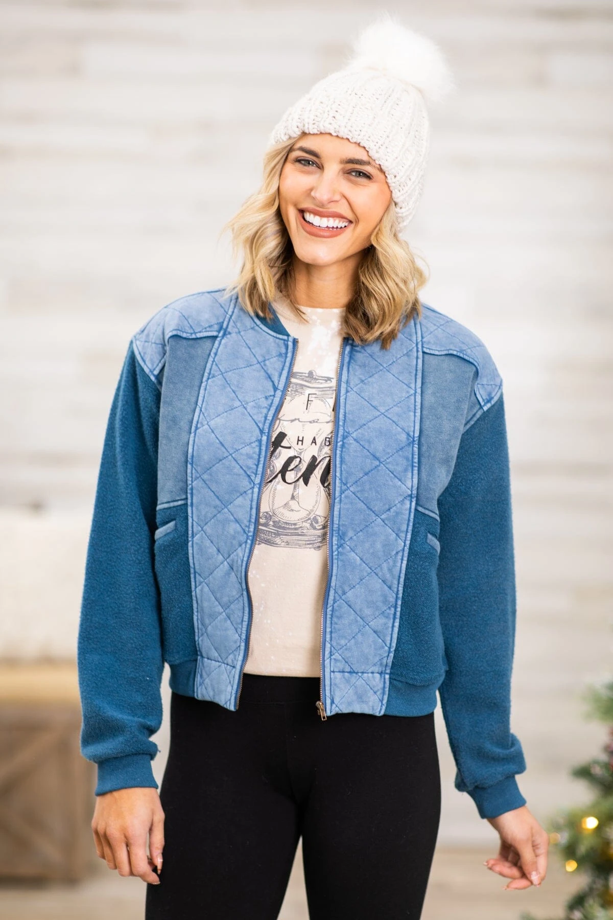 Navy Two Tone Wash Quilted Jacket 4 Navy Two Tone Wash Quilted Jacket - Image 2