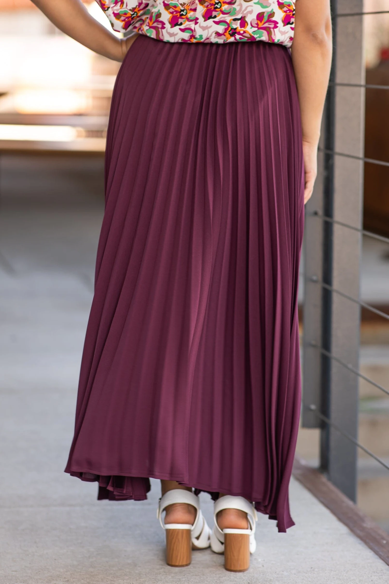Dark Mauve Crystal Pleat Midi Skirt 7 Dark Mauve Crystal Pleat Midi Skirt - Image 5
