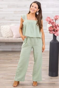 Sage Tank And Wide Leg Pant Set