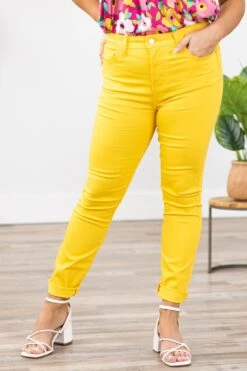 Zenana Yellow Pants With Stretch -Staccato Shop 3D4A9440 5164736f 645e 4db7 be5e df9434c8e1a4
