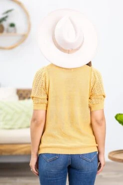 STACCATO Mustard Open Knit Puff Sleeve Top 9 STACCATO Mustard Open Knit Puff Sleeve Top -Staccato Shop 3D4A9532 6993b25e 4828 4d0c 9799 04e352828176