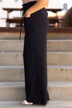 Black Elastic Waist Wide Leg Pants -Staccato Shop 3D4A9630 5998798e 8030 40a5 b4c2 bbeefd60351c
