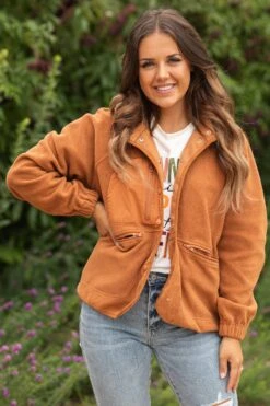 Cinnamon Full Zip Sherpa Jacket