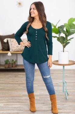 Emerald 3/4 Sleeve Henley Top -Staccato Shop 3D4A9673 b0b9e830 15ce 4c61 8caa b19a71ba6f3f