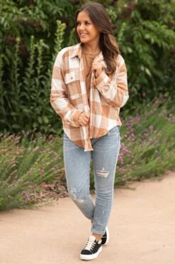 Dark Camel And Off White Plaid Button Up Top -Staccato Shop 3D4A9734 c93a7b87 046b 4f42 be83 d7d14be7eeb1