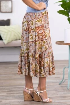 Chestnut And Grey Patchwork Floral Maxi Skirt -Staccato Shop 3D4A9757 e1bfb640 61e8 4026 a772 02b1df4c5e84