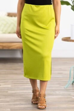 Lime Green Rib Knit Midi Skirt With Slit -Staccato Shop 3D4A9969 1e5fc1a6 79dd 46cd ab42 04e84291a1b7