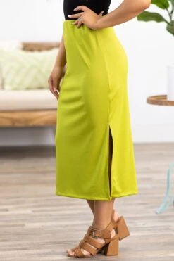 Lime Green Rib Knit Midi Skirt With Slit -Staccato Shop 3D4A9970 ec3d98e6 1d7d 43fd ab73 752975b91ad3