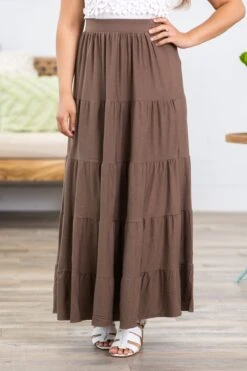 Mocha Tiered Pull On Maxi Skirt -Staccato Shop 3D4A9974 d172d100 f794 4fc5 9fba 693b554bd374