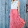 Coral Lace Inset Maxi Skirt