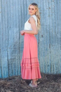 Coral Lace Inset Maxi Skirt -Staccato Shop 9U9A3004