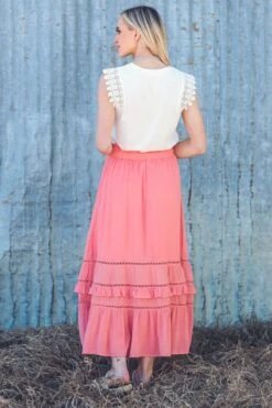 Coral Lace Inset Maxi Skirt -Staccato Shop 9U9A3005