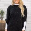 LOLA Black And Gold Scattered Studs Sweater
