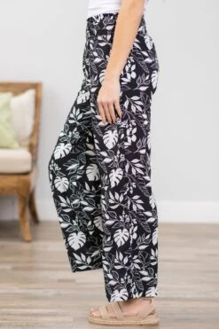 STACCATO Black And White Leaf Print Wide Leg Pants -Staccato Shop BlackandWhiteLeafPrintWideLegPants2